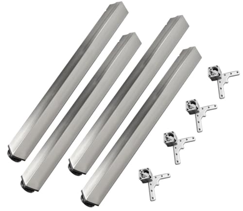 durante® 4er Set Tischbeine eckig Edelstahl Optik gebürstet Höhe 710 mm TFD 60 höhenverstellbar Metall 60x60 mm inkl. Montagematerial Möbelfüße für Esstisch Schreibtisch von durante