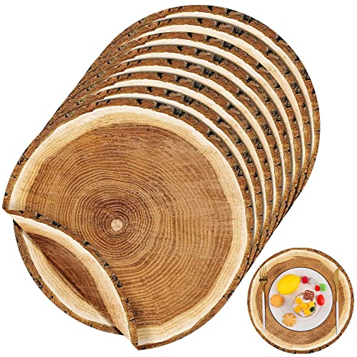 durony 60 Stück 35,8 cm Holzscheiben Papier Platzsets Einweg-Tischsets rustikale Holzmaserung runde Tischsets für Vintage Land Hochzeit Geburtstag Party Tischdekoration Dekorationen von durony