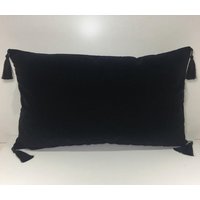 Schwarzer Samt Kissenbezug Mit Quasten Luxuriöser Dekorativer Kissenbezug, Weicher Euro Sham Schwarzer Samt Kissenbezug Mit Quasten Luxuriöser Dekorativer Kissenbezug, Weicher Euro Sham von duruhome