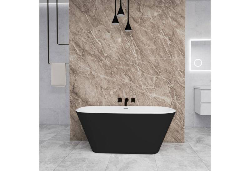 duschspa Badewanne 150x72x60/170x78x60cm schwarz, Oval Freistehende Badewanne, (Set) von duschspa