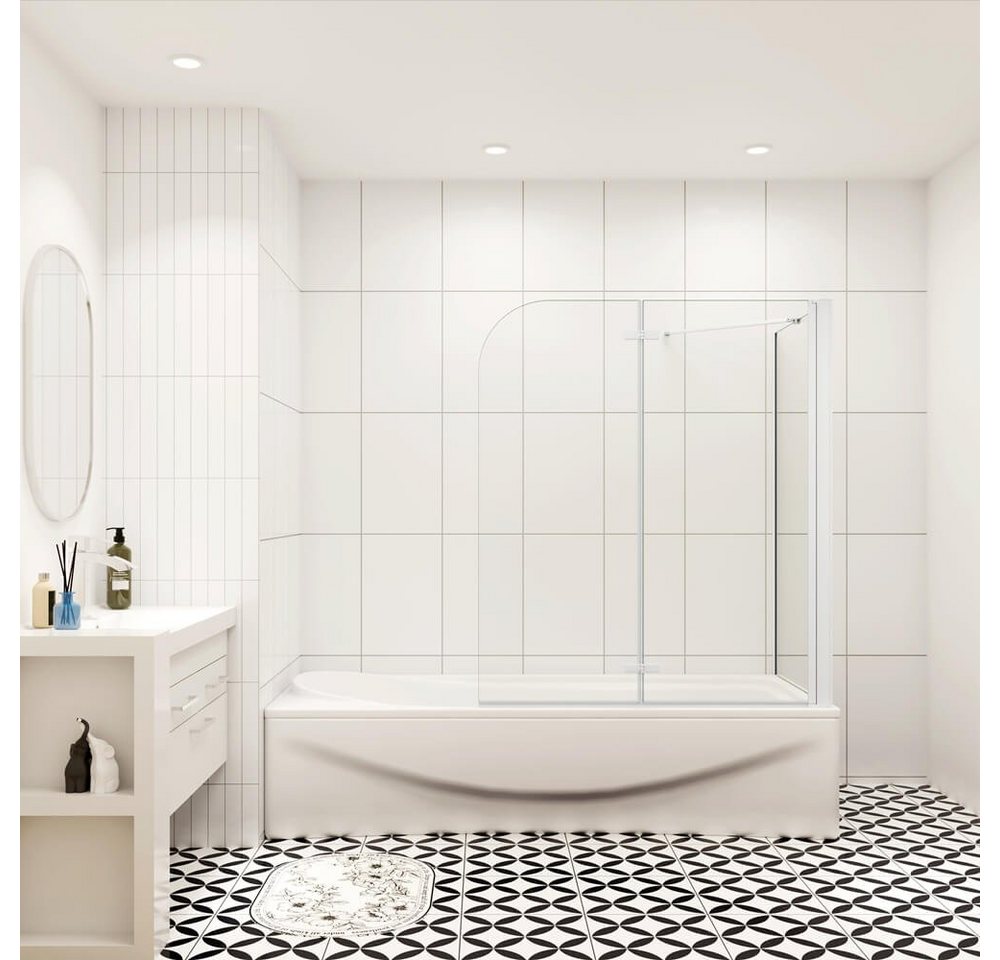 duschspa Badewannenaufsatz 140cm 6mm ESG Faltwand mit Seitenwand Duschwand Duschkabine, Einscheibensicherheitsglas, Sicherheitsglas, (Set), Glas, Nano Glas von duschspa