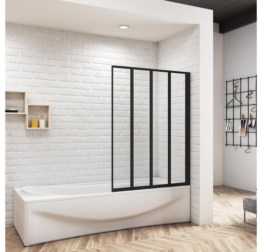 duschspa Badewannenaufsatz 4mm 4-teilig schwarz Duschwand Trennwand Faltwand Badewannenaufsatz, Einscheibensicherheitsglas, Sicherheitsglas, (Set), Glas von duschspa