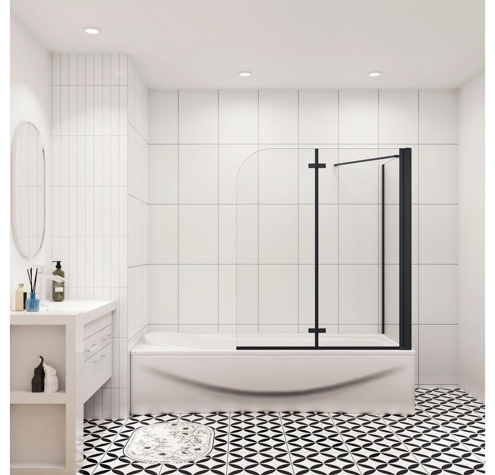 duschspa Badewannenaufsatz 6mm ESG Faltwand mit Seitenwand Duschtrennwand Duschkabine, Einscheibensicherheitsglas, Sicherheitsglas, (Set), Glas, Nano Glas von duschspa