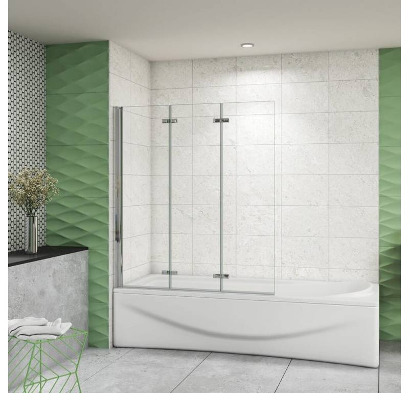 duschspa Badewannenaufsatz 130x140cm ESG Badewannenaufsatz Faltwand auf Badewanne Duschtrennwand, Einscheibensicherheitsglas, Sicherheitsglas, (Set), Höhe 140ch, Breite 130cm, Glas von duschspa
