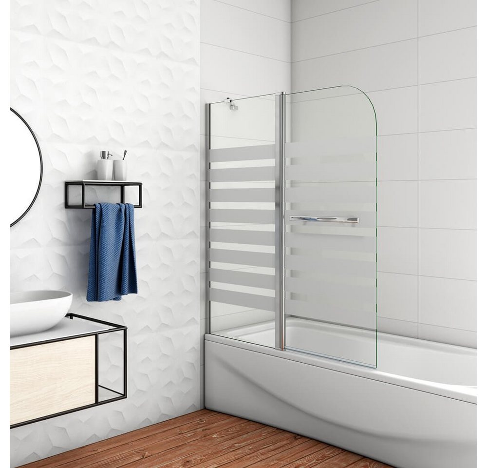 duschspa Badewannenaufsatz Drehwand Badewannenaufsatz Duschabtrennung Trennwand mit Querstreifen, Einscheibensicherheitsglas, (Set), Breite 120cm, Höhe 140cm von duschspa