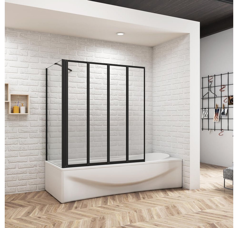 duschspa Badewannenaufsatz ESG schwarz Faltwand + Seitenwand Duschtrennwand Duschabtrennung, Einscheibensicherheitsglas, Sicherheitsglas, (Set), Glas von duschspa