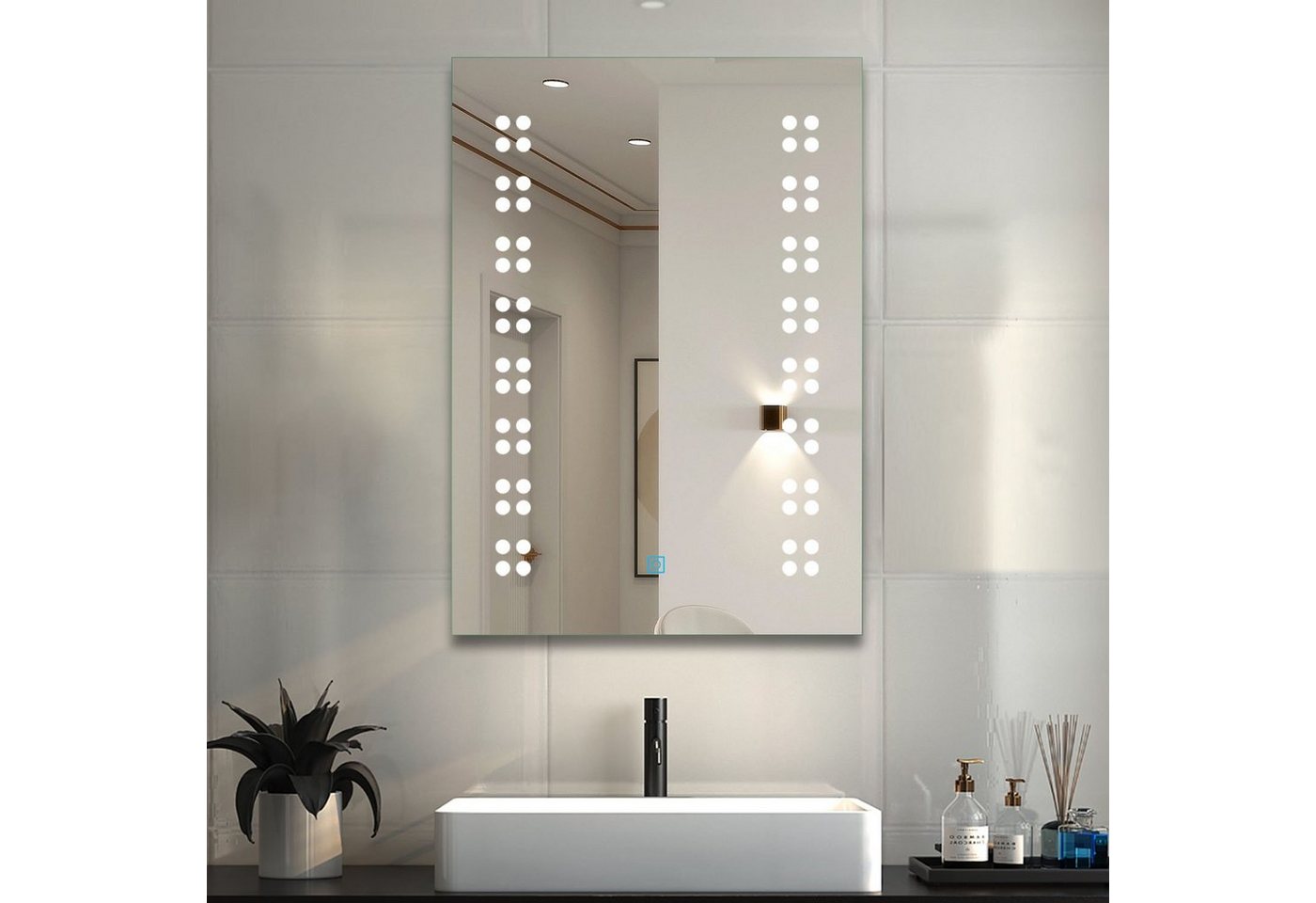 duschspa Badspiegel 39-70 cm Touch Kaltweiß von duschspa