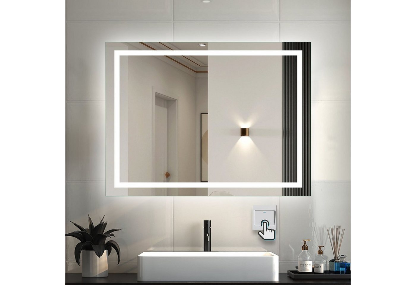 duschspa Badspiegel 50-160 cm Wandspiegel mit LED Belechtung, Wandschalter von duschspa