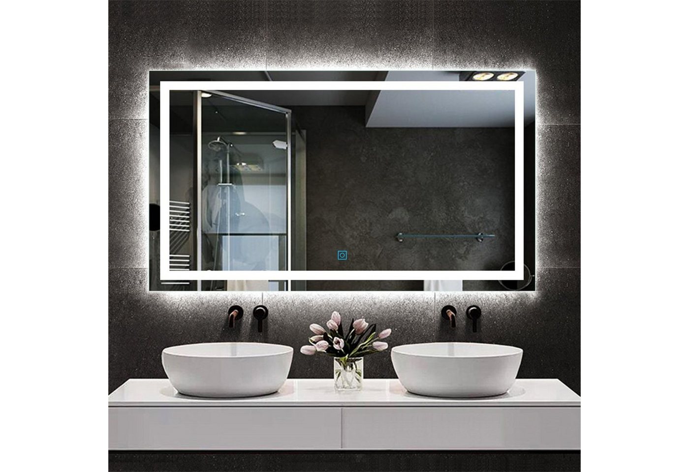 duschspa Badspiegel Badspiegel mit Beleuchtung 140 cm Wandspiegel, Touch Beschlagfrei von duschspa