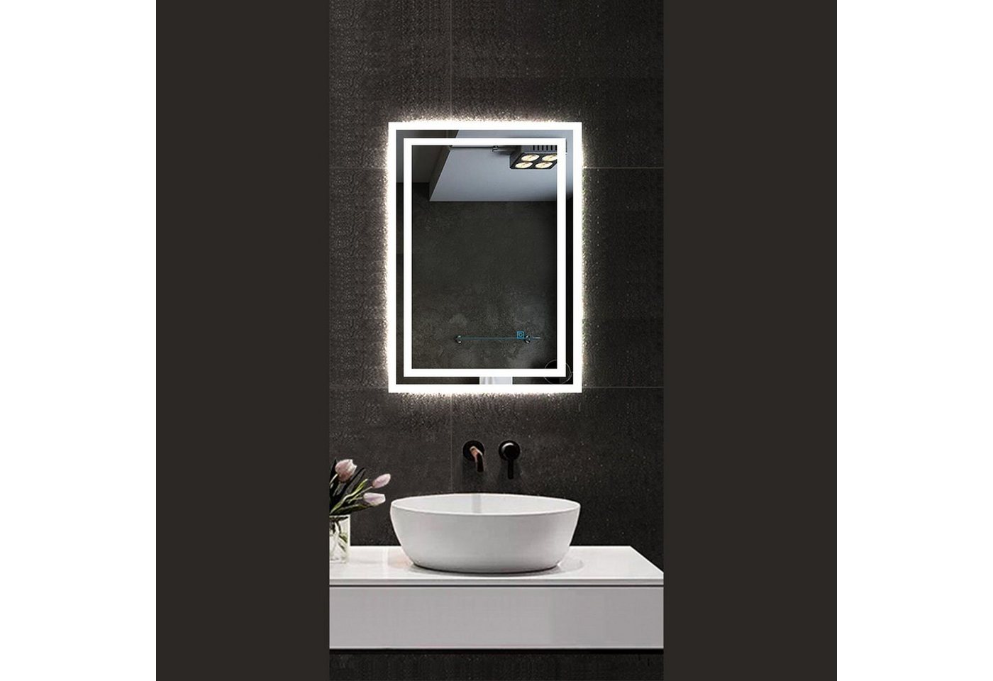 duschspa Badspiegel Badspiegel mit Beleuchtung 50x70 cm Wandspiegel, Touch Beschlagfrei von duschspa