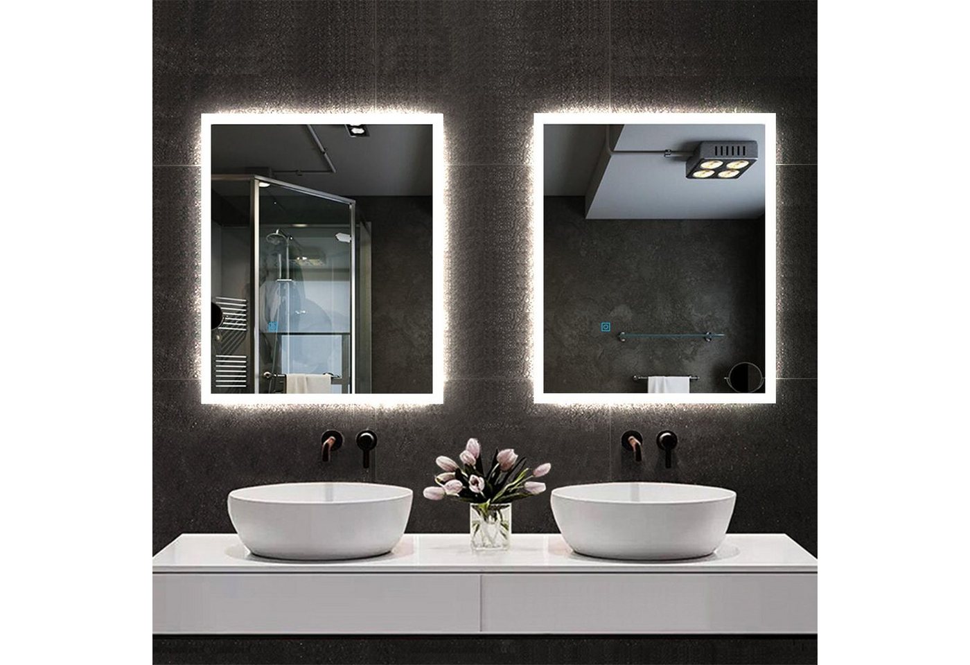 duschspa Badspiegel Badspiegel mit Beleuchtung 60x50 cm Wandspiegel von duschspa