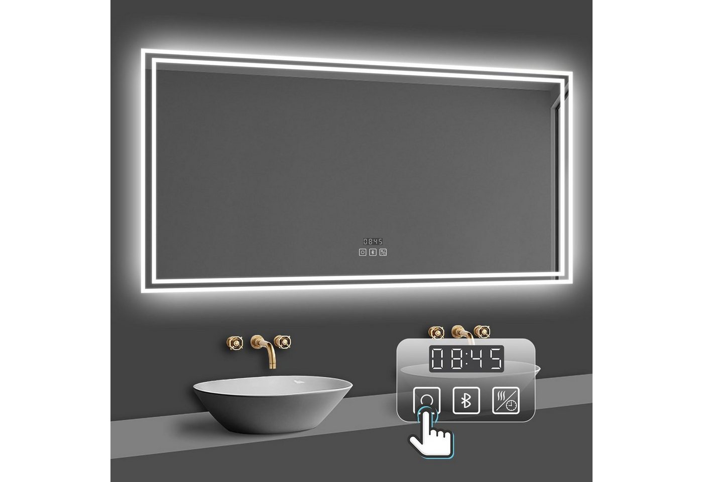duschspa Badspiegel LED Beleuchtung Kalt/Neutral/Warmweiß Dimmbar Beschlagfrei, Bluetooth von duschspa