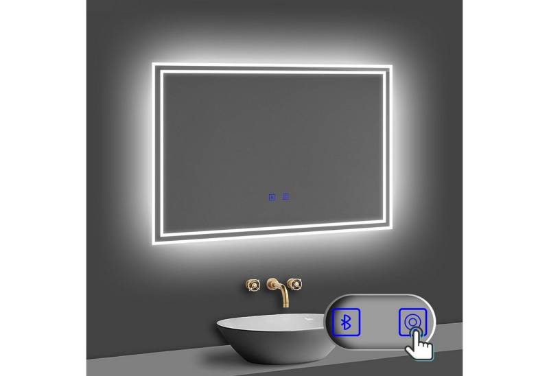 duschspa Badspiegel LED Beleuchtung Kalt/Neutral/Warmweiß Dimmbar Beschlagfrei, Bluetooth von duschspa