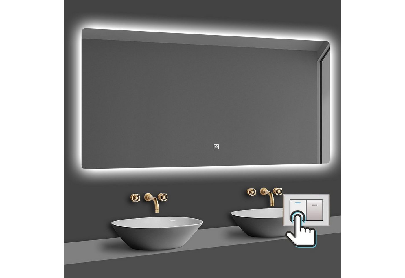 duschspa Badspiegel Spiegel mit LED Beleuchtung dimmbar 40-120cm horizontal/vertikal, Touch oder Wandschalter von duschspa