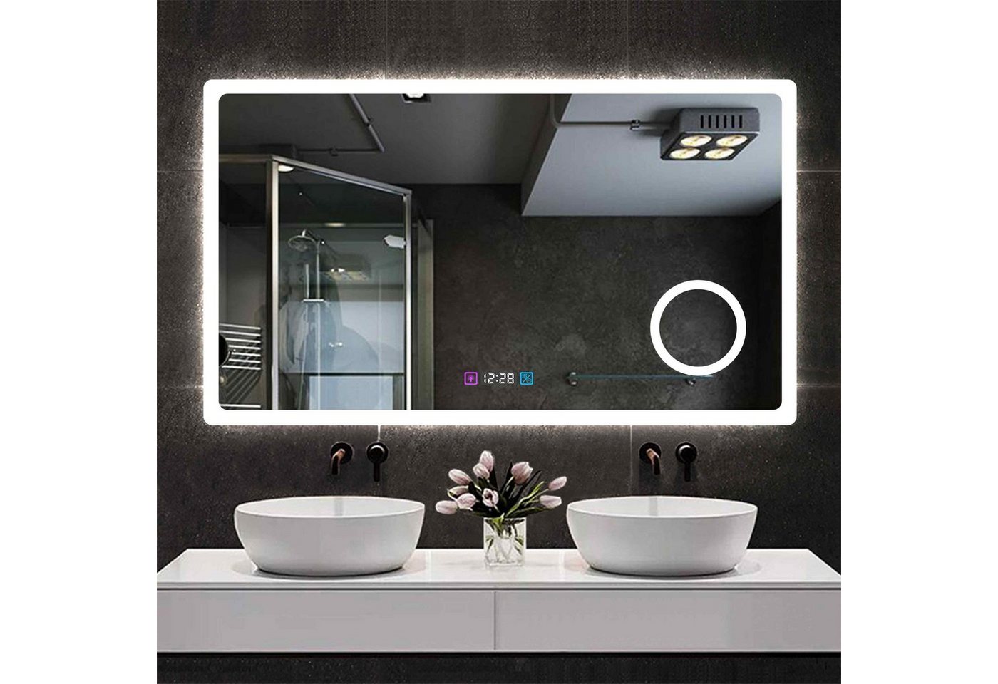 duschspa Badspiegel Wandspiegel Badezimmerspiegel mit LED Beleuchtung, LED Spiegel 100cm breit von duschspa