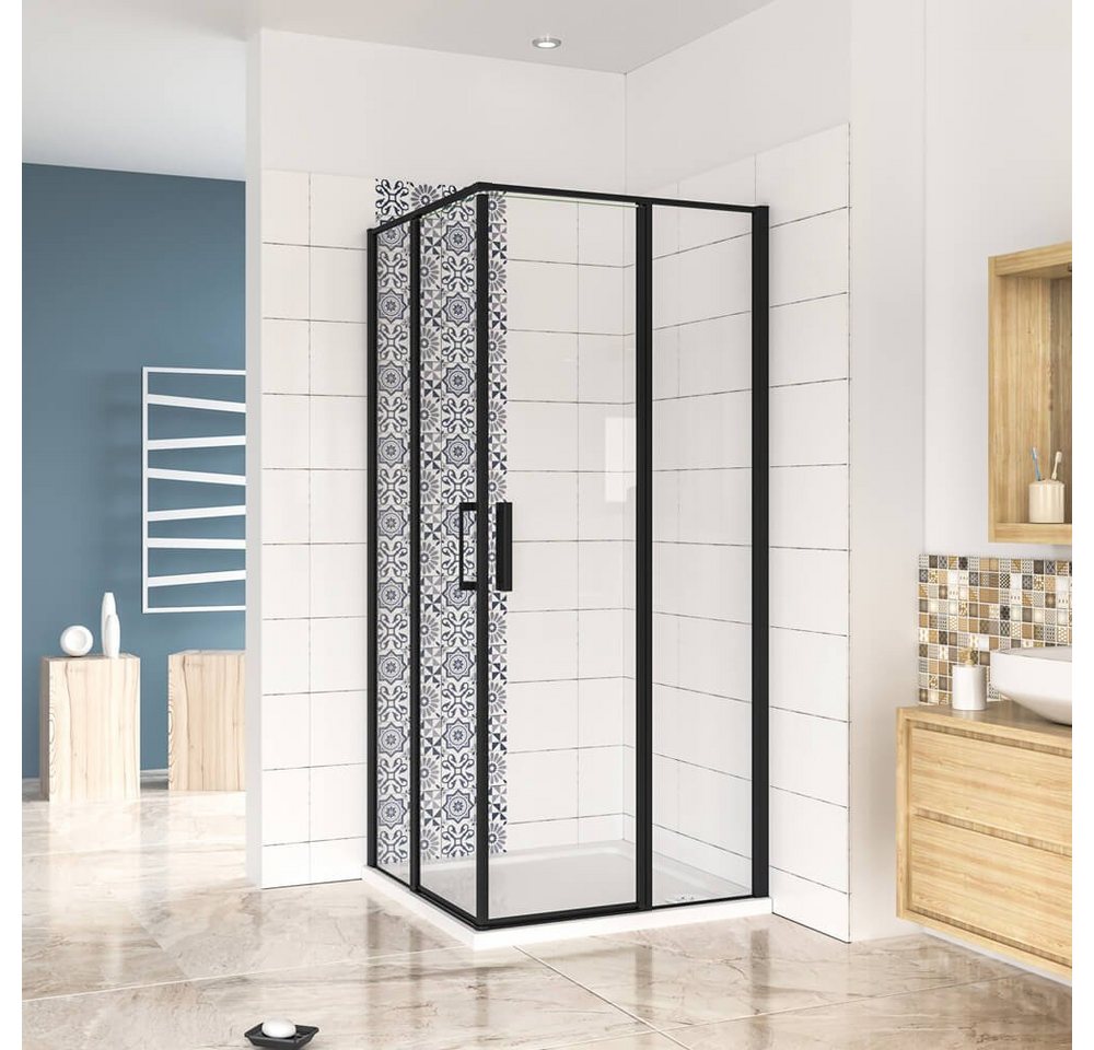 duschspa Eckdusche 185cm Duschkabine Duschtür Drehtür Glastür Dusche 6mm Nano Glas ESG, BxT: 80x80 cm, Einscheibensicherheitsglas, Sicherheitsglas, Set, links und rechts montierbar von duschspa