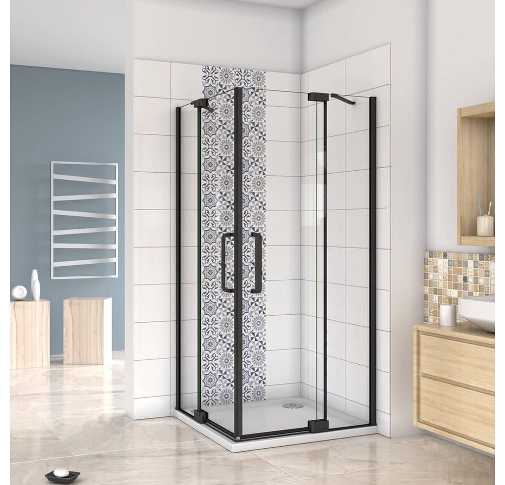 duschspa Eckdusche 8mm Nano Glas Duschkabine Duschtür Drehtür Schwingtür Pendeltür Dusche, BxT: 80x80 cm, Einscheibensicherheitsglas, Sicherheitsglas, Set, beidseitig montierebar von duschspa