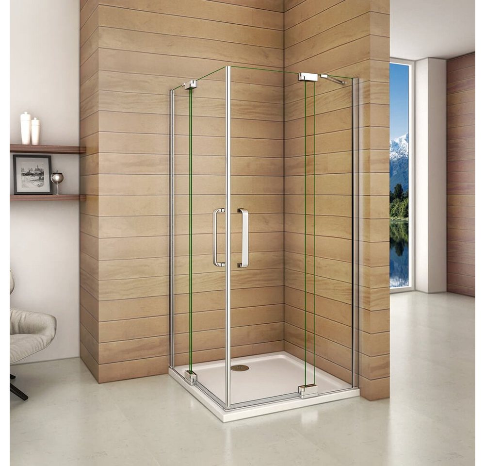 duschspa Eckdusche Duschkabine Duschtür Glastür Drehtür Schwingtür Pendeltür Dusche, BxT: 90x80 cm, Einscheibensicherheitsglas, Sicherheitsglas, Set, links und rechts montierbar von duschspa