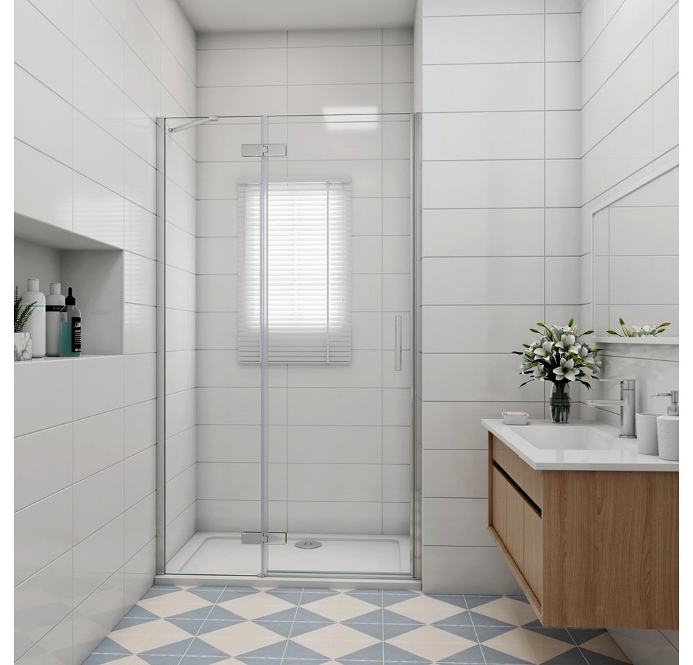 duschspa Dusch-Falttür 8mm Nano Glas Duschabtrennung Duschtür Falttür Pendeltür Nischentür, Einscheibensicherheitsglas, Sicherheitsglas, (Set) links und rechts montierbar von duschspa