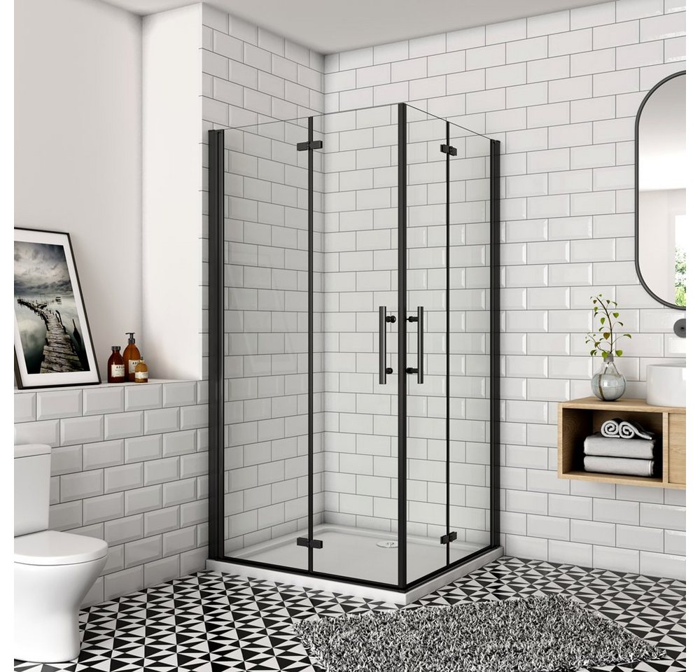duschspa Eckdusche Duschkabine Duschtür Falttür Scharniertür mit Duschwanne Duschtasse, BxT: 80x70 cm, Einscheibensicherheitsglas, Sicherheitsglas, Set, links und rechts montierbar von duschspa
