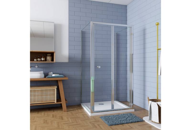 duschspa Dusch-Falttür Glastür Duschkabine Falttür Nischentür 5mm ESG Duschwand Seitenwand, (Set) Transparentglas von duschspa