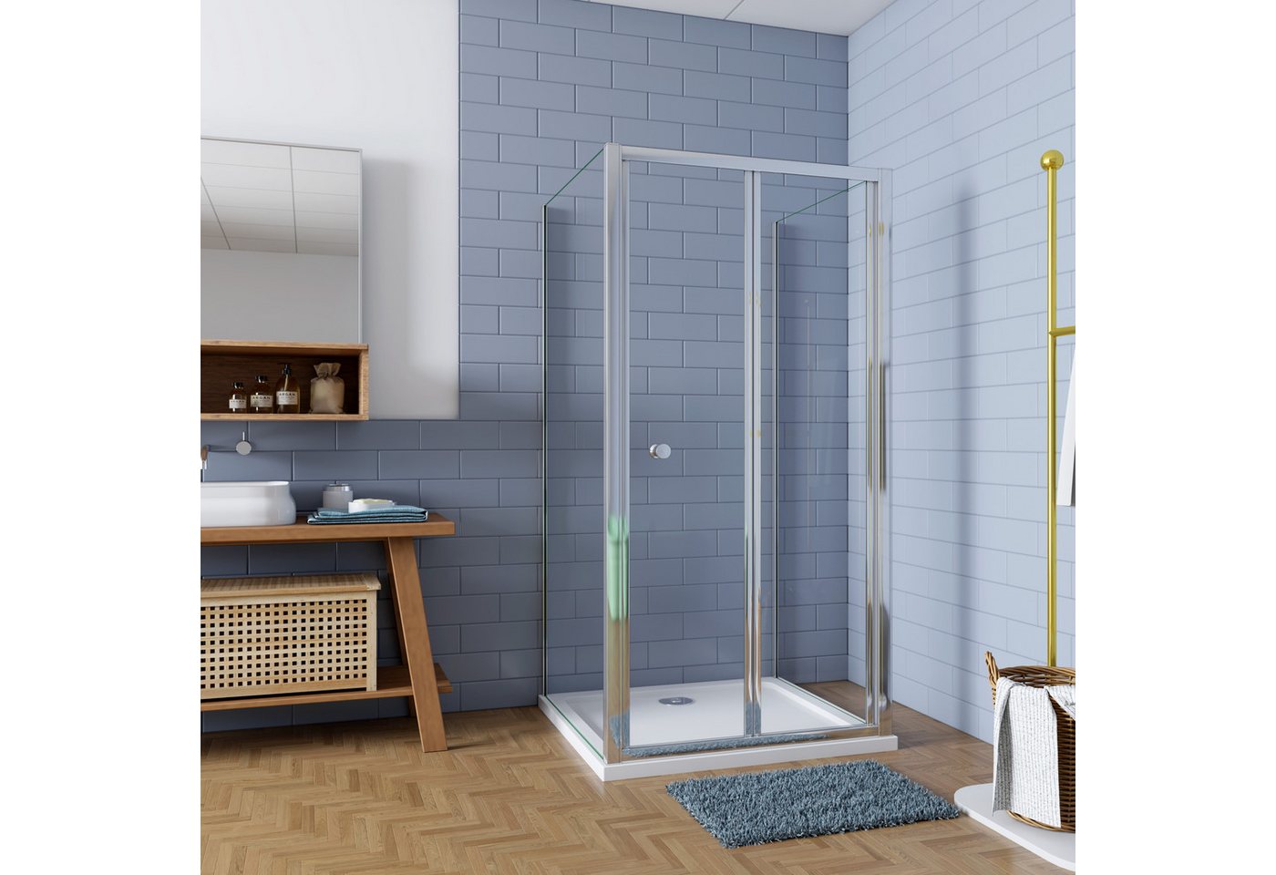 duschspa Dusch-Falttür Glastür Duschkabine Falttür Nischentür 5mm ESG Duschwand Seitenwand, (Set) Transparentglas von duschspa