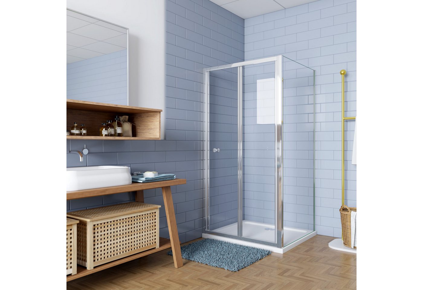 duschspa Dusch-Falttür Glastür Duschkabine Falttür Nischentür ESG Duschabtrennung Seitenwand, (Set) Transparentglas von duschspa