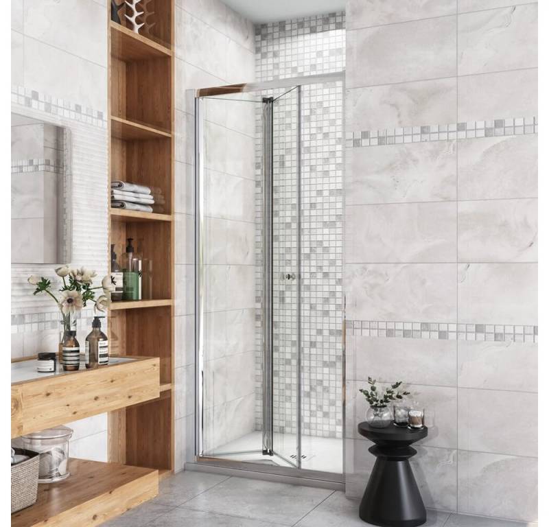 duschspa Dusch-Falttür Glastür Duschtür Nischentür Falttür Duschabtrennung ESG Glas Dusche, Einscheibensicherheitsglas, (Set) Klarglas von duschspa