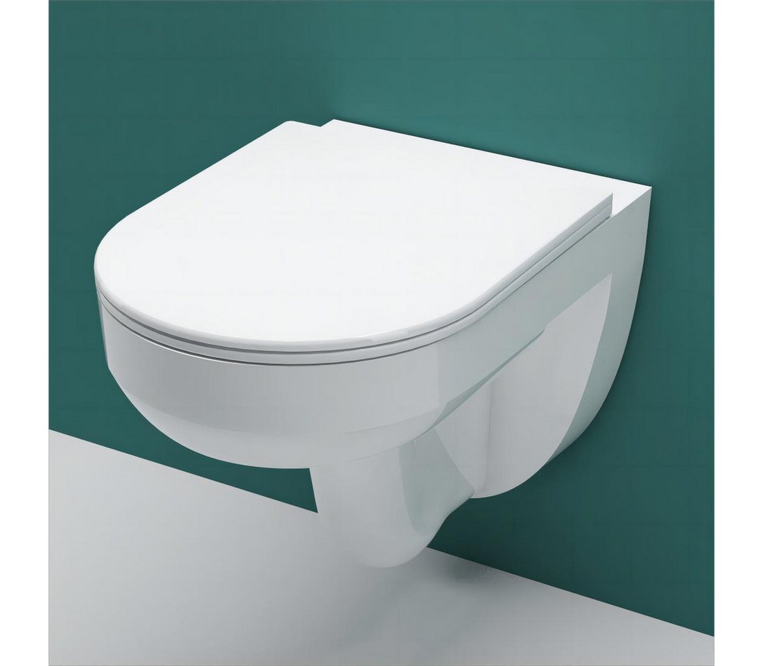 duschspa Dusch-WC Lotus Effekt spülrandlos Wand WC mit Soft Close Toilette Sitz von duschspa