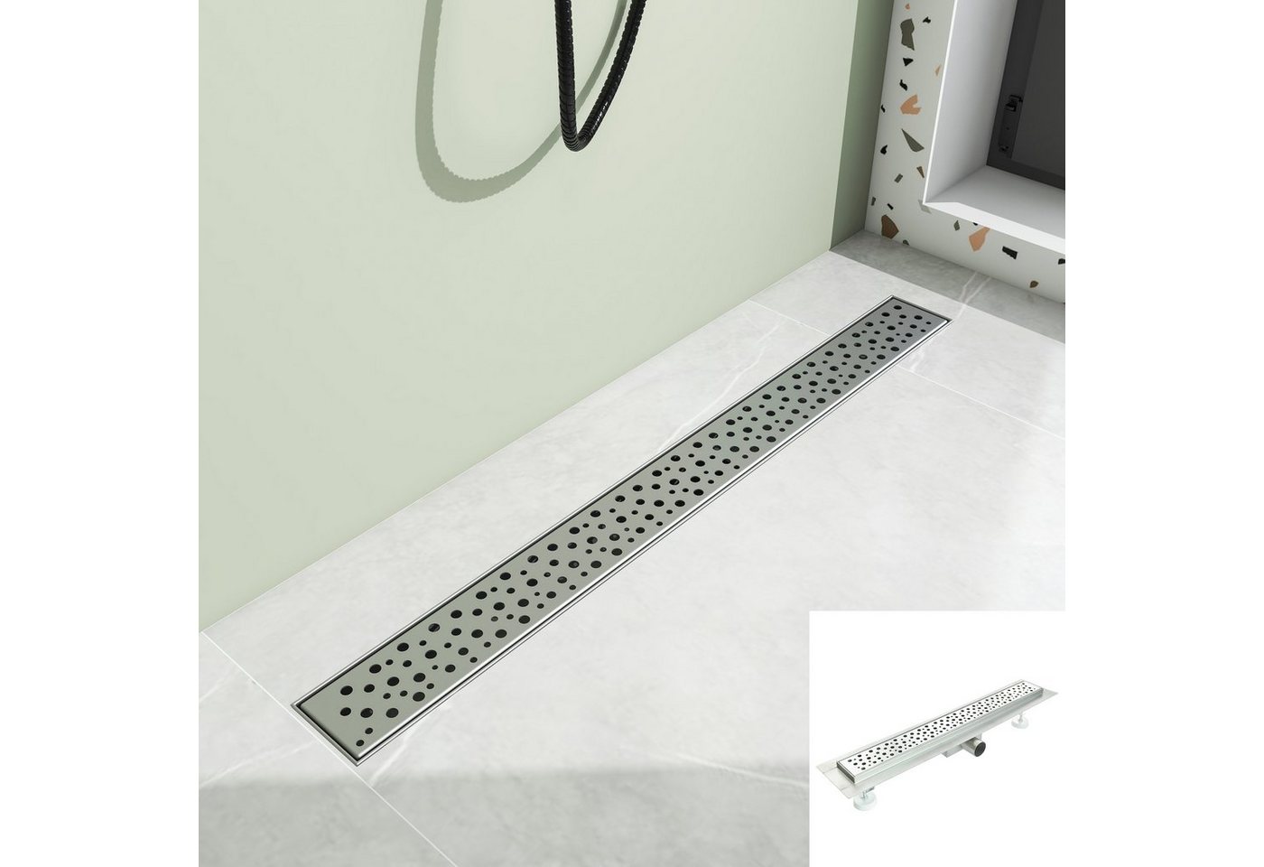 duschspa Duschrinne Edelstahl Befiesbar komplettset mit Siphon Bodenablauf,Länge 60 cm von duschspa