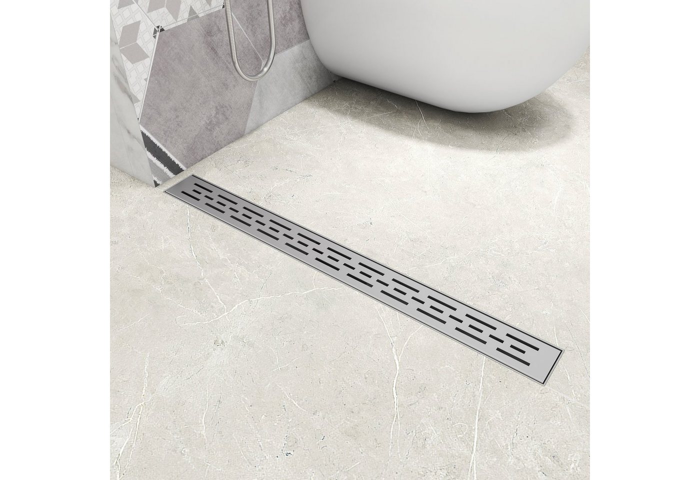 duschspa Duschrinne Edelstahl Bodenablauf extra flach mit Siphon 60cm Slim von duschspa