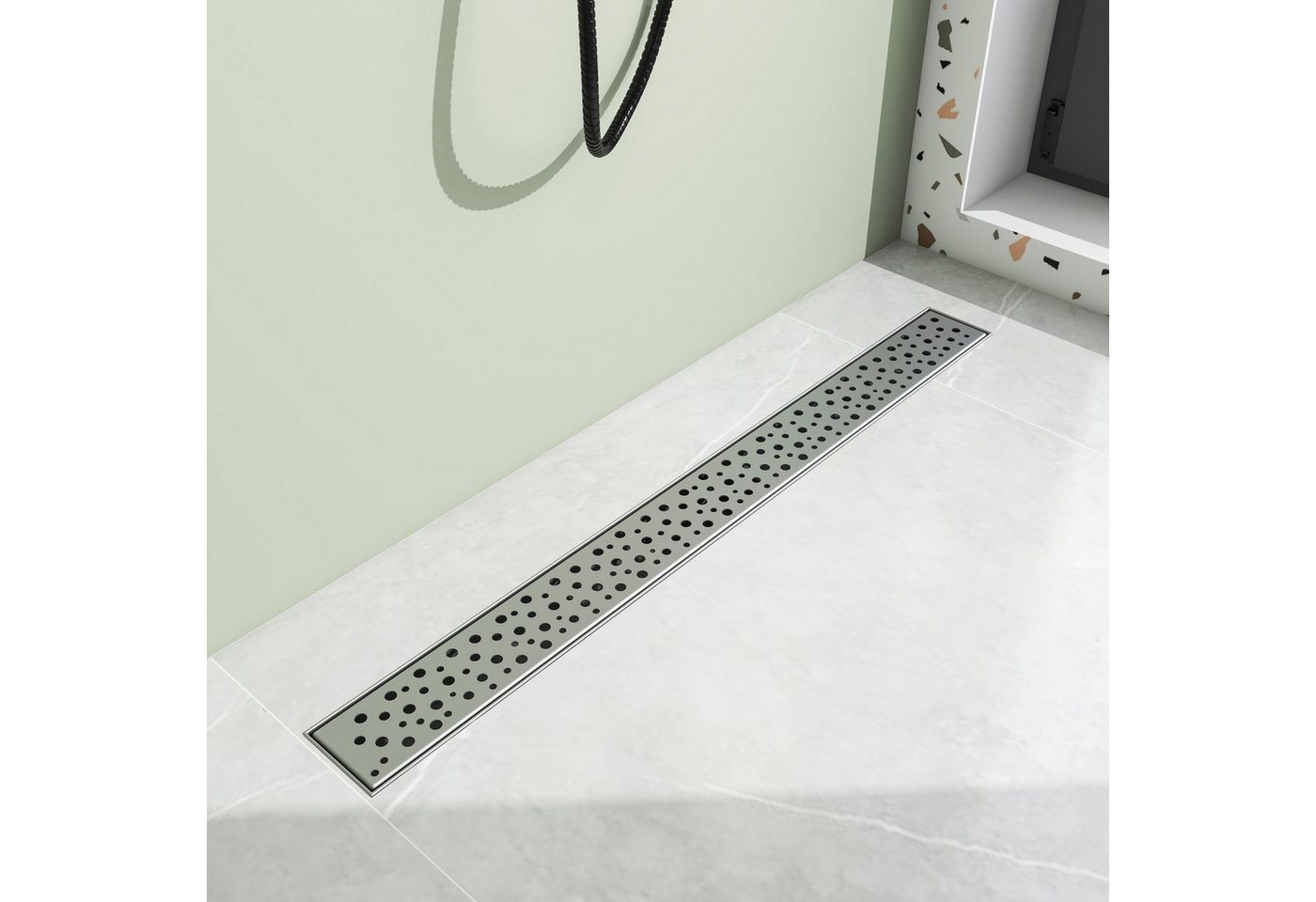 duschspa Duschrinne extra flach Rinne Duschablauf Rinne Abfluss mit Siphon 60cm Set von duschspa