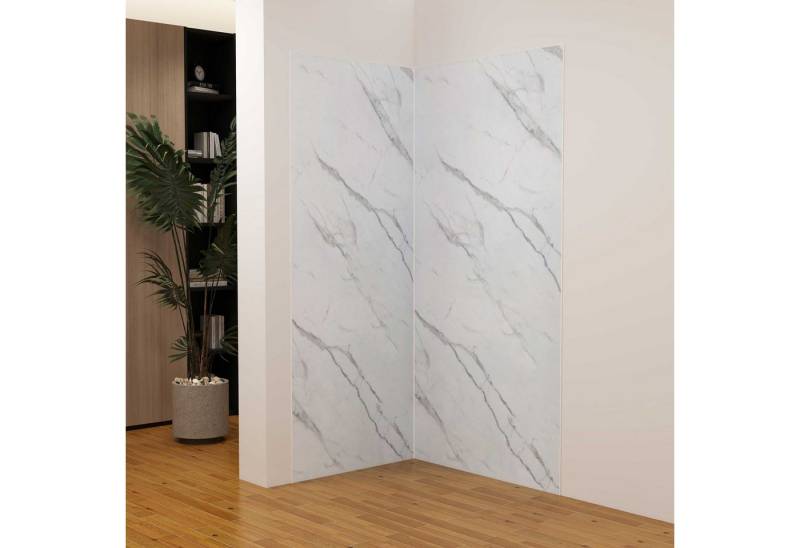 duschspa Duschrückwand Duschwandpaneele wasserdichte PE-Aluminiumpaneele Weißem Steinmuster, (set) von duschspa