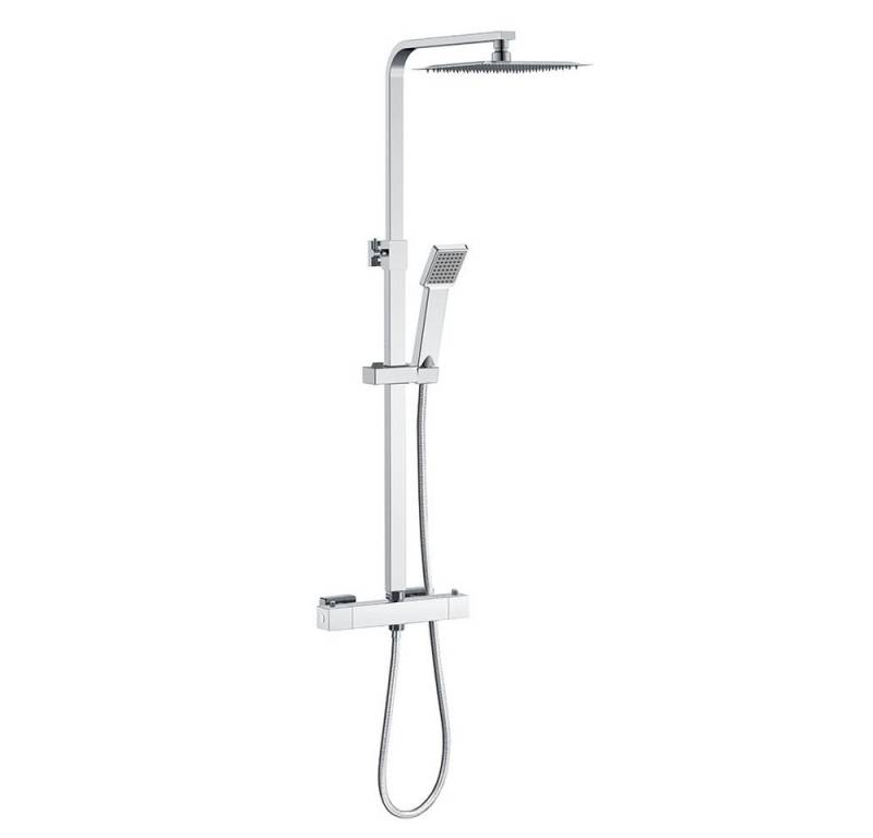 duschspa Duschsystem Duschset mit Thermostat 38℃ verstellbare Duschstange aus Edelstahl, 2 Strahlart(en), Regendusche mit quadratischem Duschkopf 20x20cm von duschspa