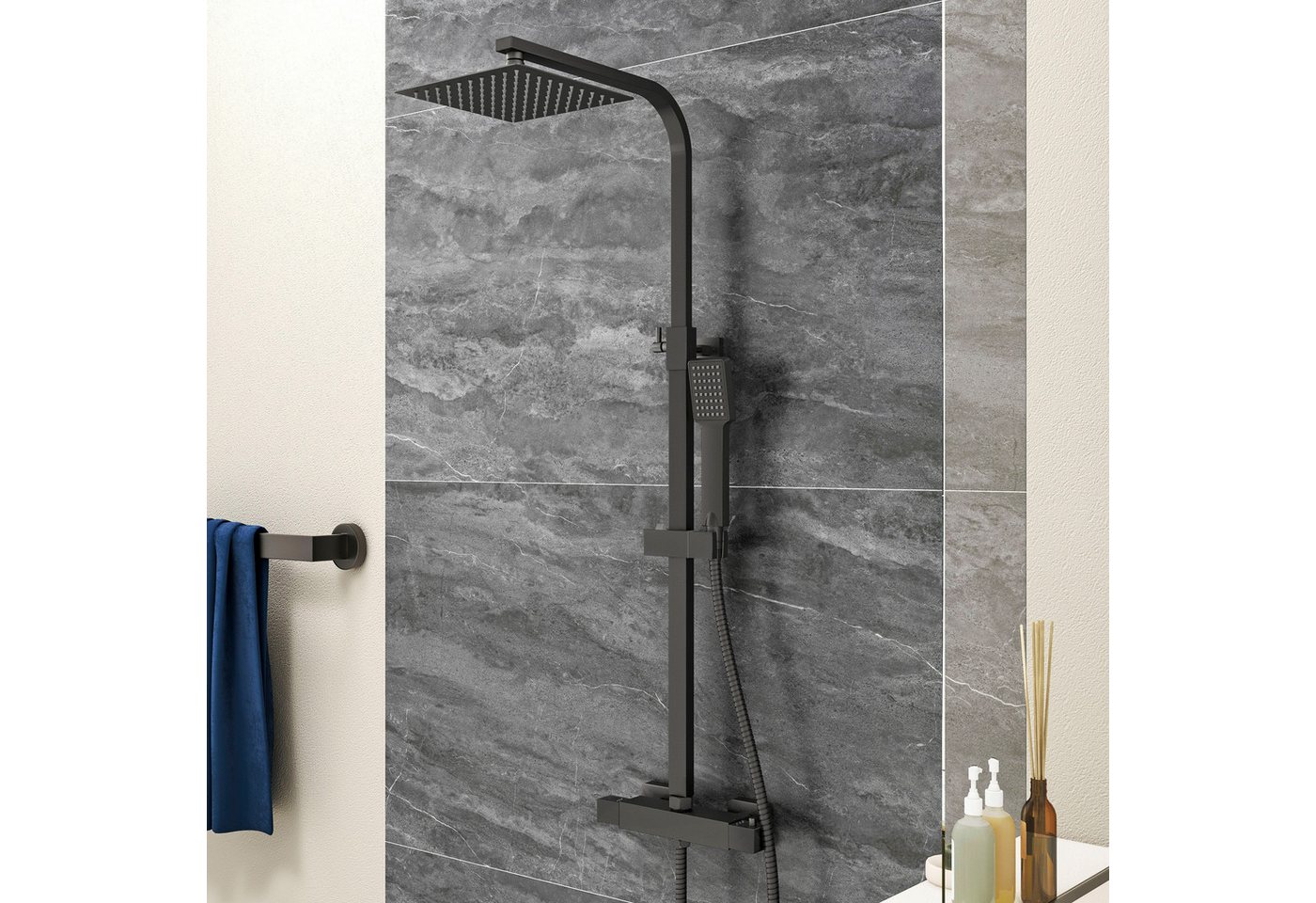 duschspa Duschsystem Duschsystem Regendusche mit Thermostat Duschsäule Brauseset schwarz duschspa Duschsystem Duschsystem Regendusche mit Thermostat Duschsäule Brauseset schwarz von duschspa