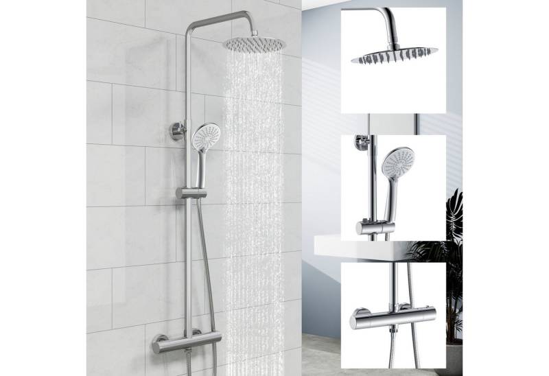 duschspa Duschsystem Regendusche mit Thermostat Edelstahl 8 Zoll Regenduschkopf, 2 Strahlart(en), 3 Strahlarten Handbrause von duschspa