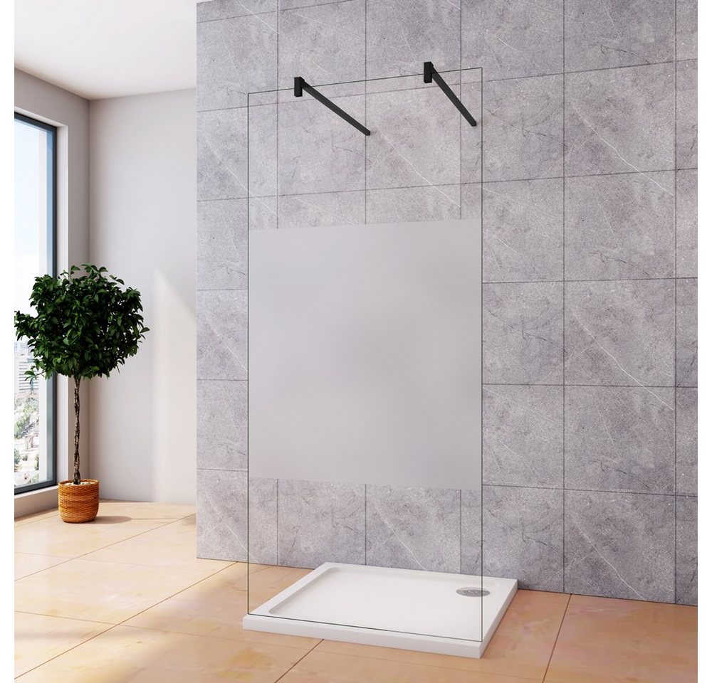 duschspa Duschwand 10mm 200cm Walk in Dusche Duschtrennwand mit Milchstreifen, Einscheibensicherheitsglas, Sicherheitsglas, (Set), Glas von duschspa