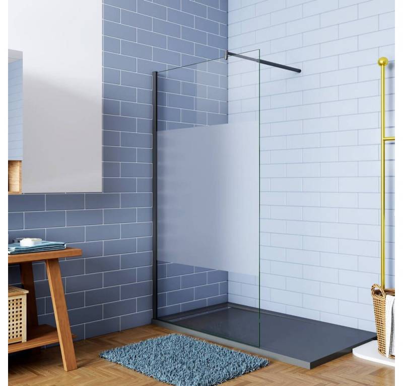 duschspa Duschwand 10mm ESG Duschtrennwand Duschwand mit Milchstreifen Walk in Dusche, Einscheibensicherheitsglas, Sicherheitsglas, (Set), Glas von duschspa