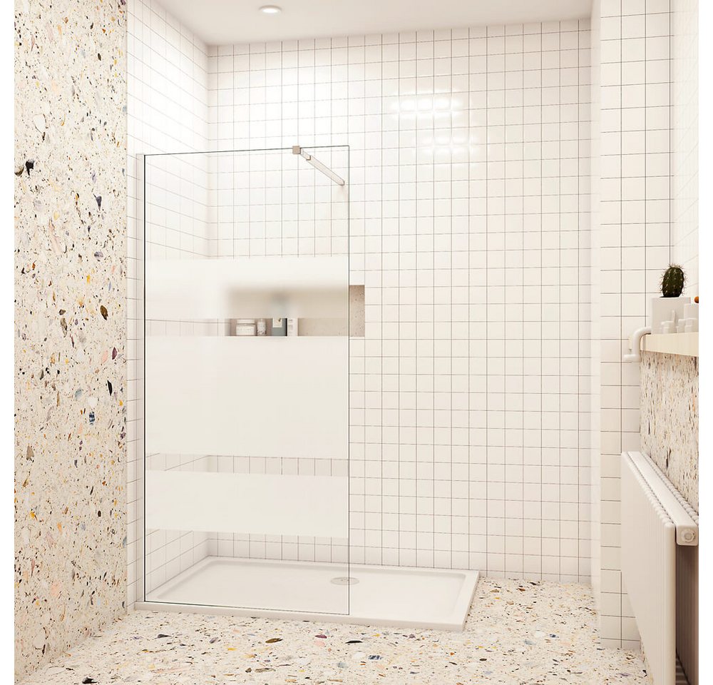 duschspa Duschwand 190cm 6mm ESG Walk in Dusche Trennwand mit Milchstreifen Glaswand, Einscheibensicherheitsglas, Sicherheitsglas, (Set), Glas, Nano Glas von duschspa