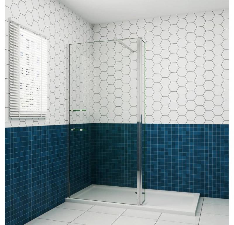 duschspa Duschwand 200cm 8mm Glastrennwand mit Flipper-Panel Walk in Dusche, Einscheibensicherheitsglas, Sicherheitsglas, (Set), Nano Glas von duschspa