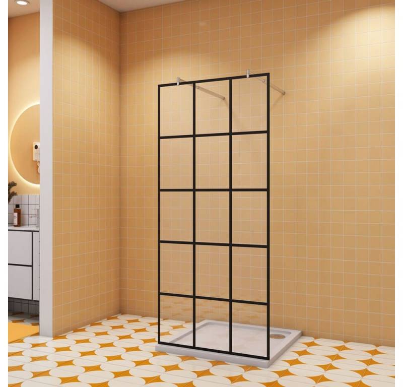 duschspa Duschwand 200cm 8mm Trennwand Duschkabine Duschwand Walk in Dusche, Einscheibensicherheitsglas, Sicherheitsglas, (Set), Nano Glas von duschspa