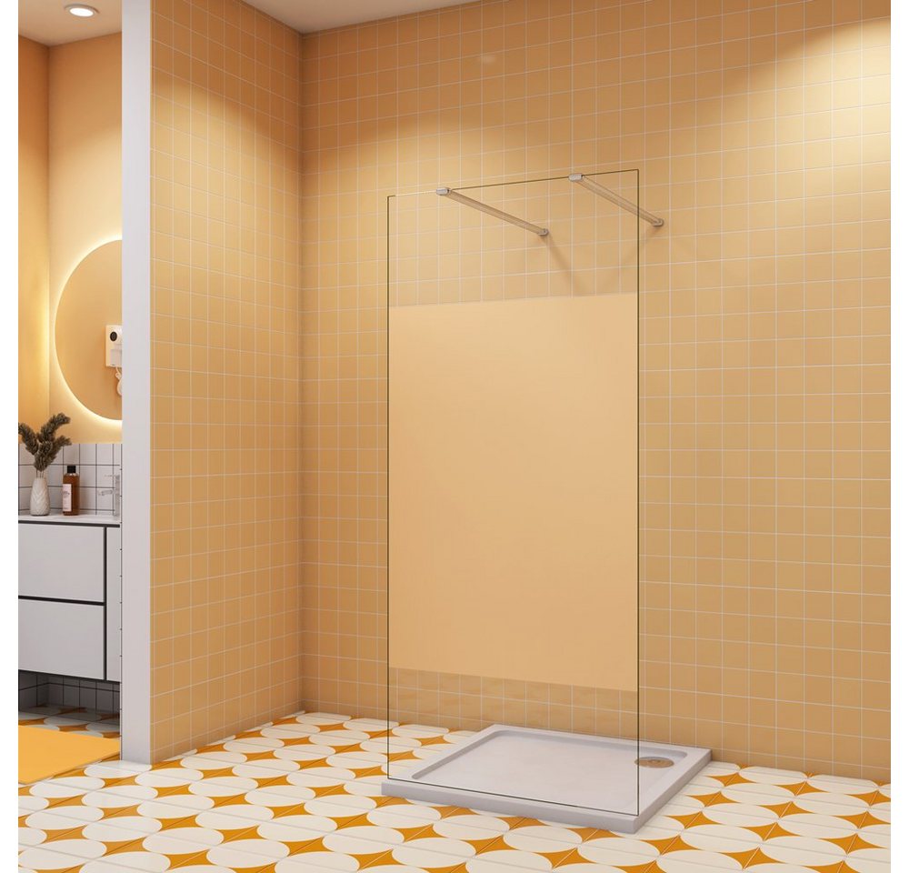 duschspa Duschwand 200cm Duschwand Duschtrennwand mit Milchstreifen Walk in Dusche, Einscheibensicherheitsglas, Sicherheitsglas, (Set), Glas von duschspa
