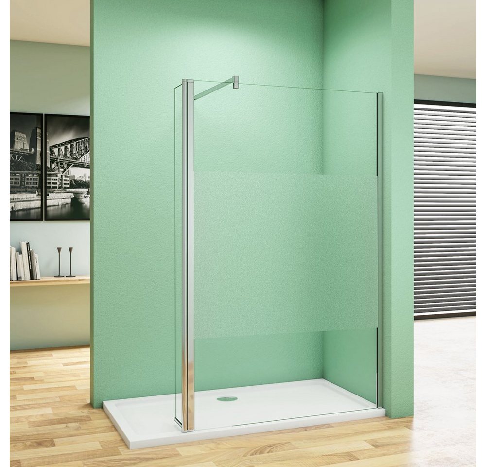 duschspa Duschwand 200cm Duschwand mit Flipper-Panel Duschtrennwand mit Milchstreifen, Einscheibensicherheitsglas, Sicherheitsglas, (Set), Glas, Nano Glas von duschspa