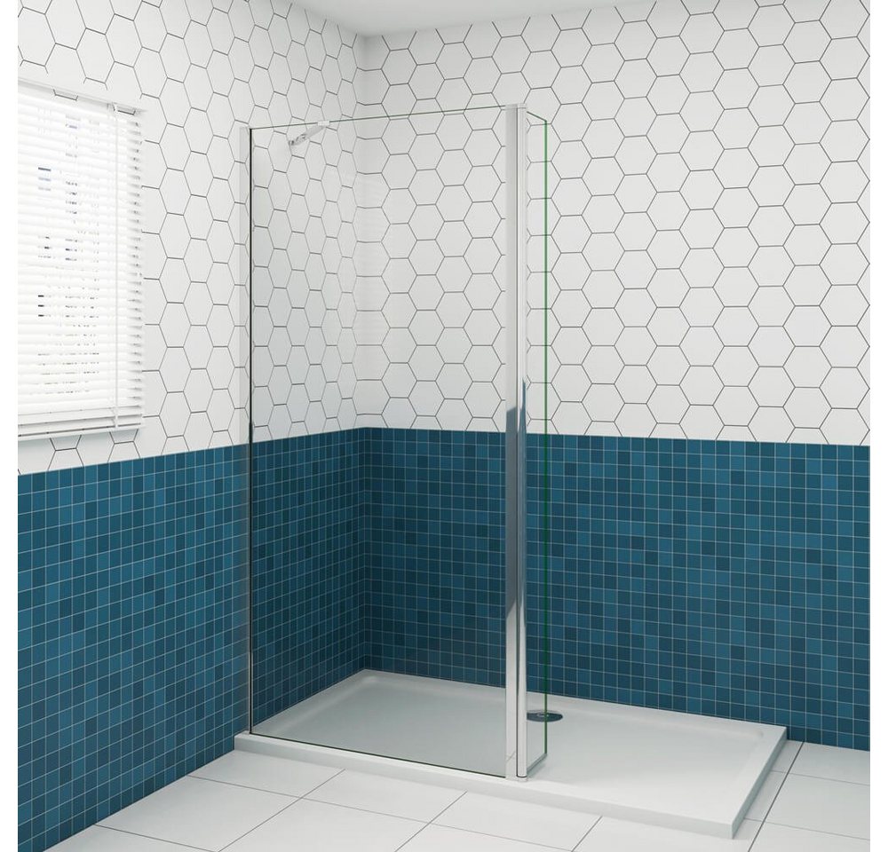 duschspa Duschwand 200cm ESG Trennwand + Flipper-Panel Walk in Dusche Glaswand, Einscheibensicherheitsglas, Sicherheitsglas, (Set), Nano Glas von duschspa