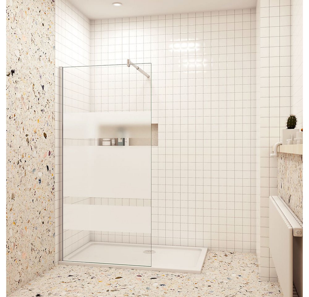 duschspa Duschwand 6mm 190cm Duschkabine Walk in Dusche Trennwand Glas mit Milchstreifen, Einscheibensicherheitsglas, Sicherheitsglas, (Set), Nano Glas von duschspa