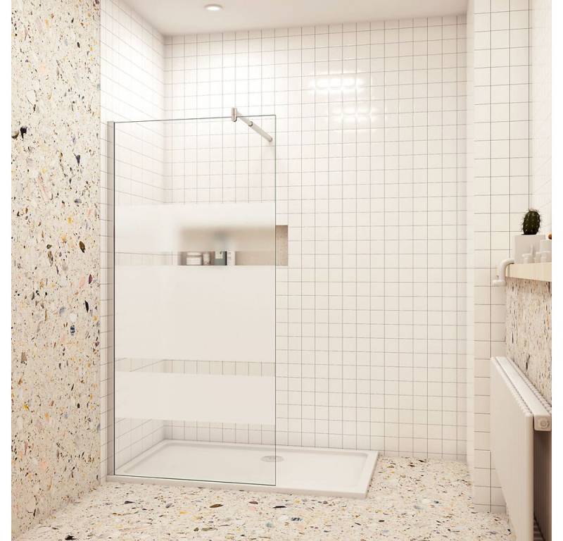 duschspa Duschwand 6mm 190cm Duschkabine Walk in Dusche Trennwand Glas mit Milchstreifen, Einscheibensicherheitsglas, Sicherheitsglas, (Set), Nano Glas von duschspa