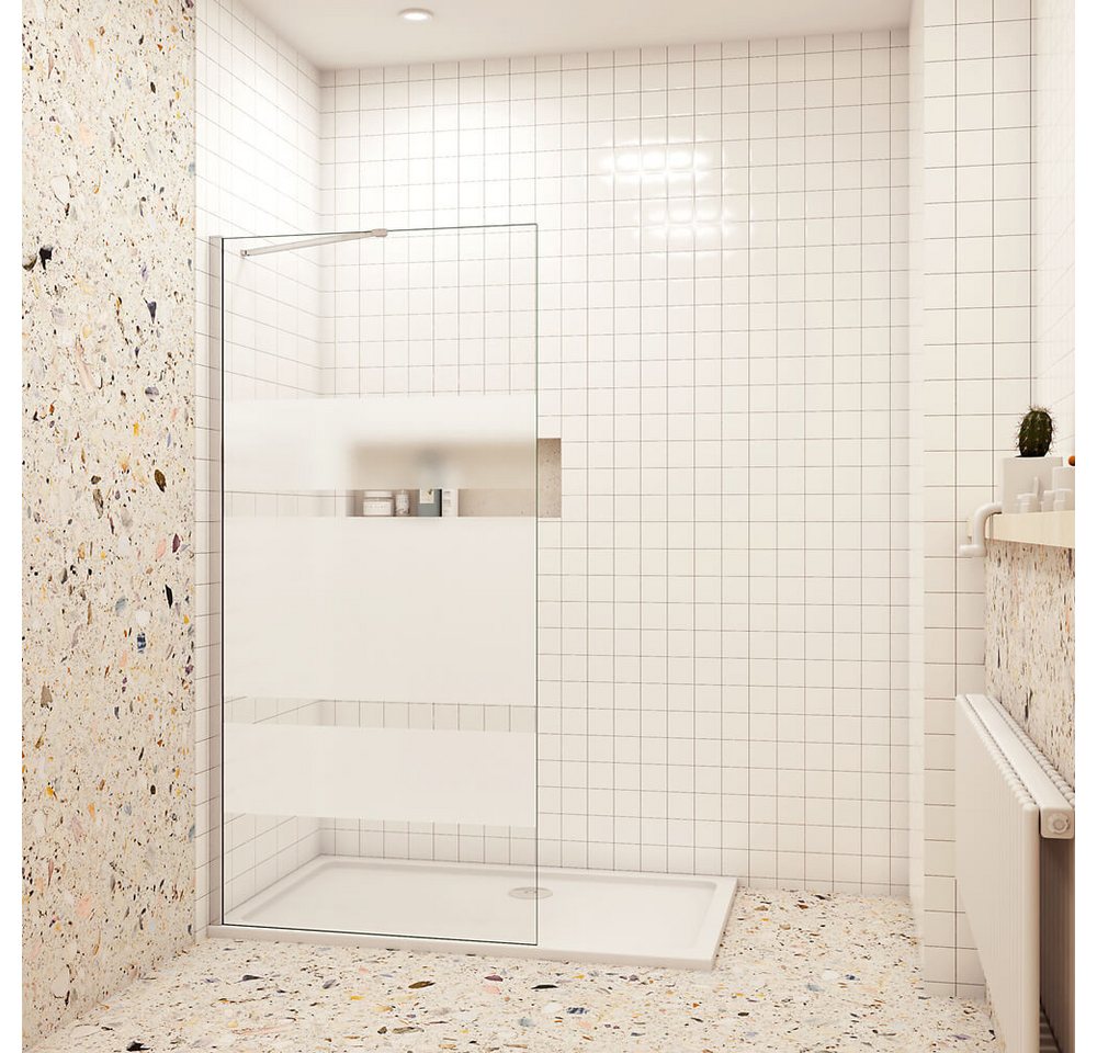 duschspa Duschwand 6mm 190cm Walk in Dusche Duschtrennwand mit Milchstreifen Glaswand, Einscheibensicherheitsglas, Sicherheitsglas, (Set), Glas, Nano Glas von duschspa