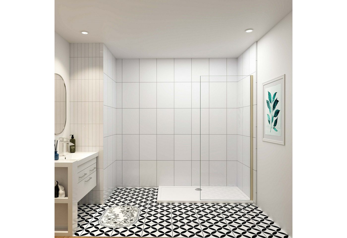 duschspa Duschwand 8/10mm NANO Glas Walk in Duschwand Duschkabine Duschabtrennung 200cm, Einscheibensicherheitsglas, Sicherheitsglas, (Set), Nano Glas von duschspa