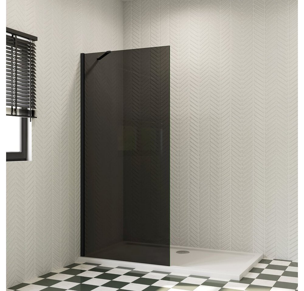 duschspa Duschwand 8mm 80-140cm schwarze Duschkabine Walk in Dusche Glastrennwand, (Set), Glas von duschspa