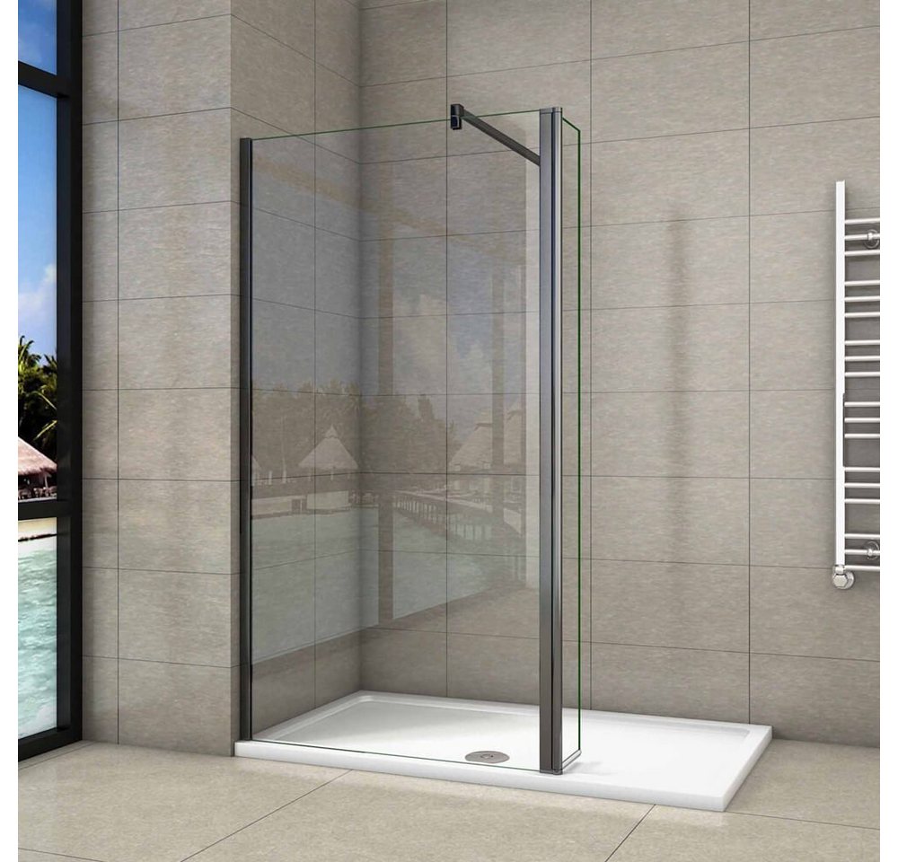duschspa Duschwand 8mm Duschtrennwand Duschwand mit Flipper-Panel Glaswand Walk in Dusche, Einscheibensicherheitsglas, Sicherheitsglas, (Set) von duschspa